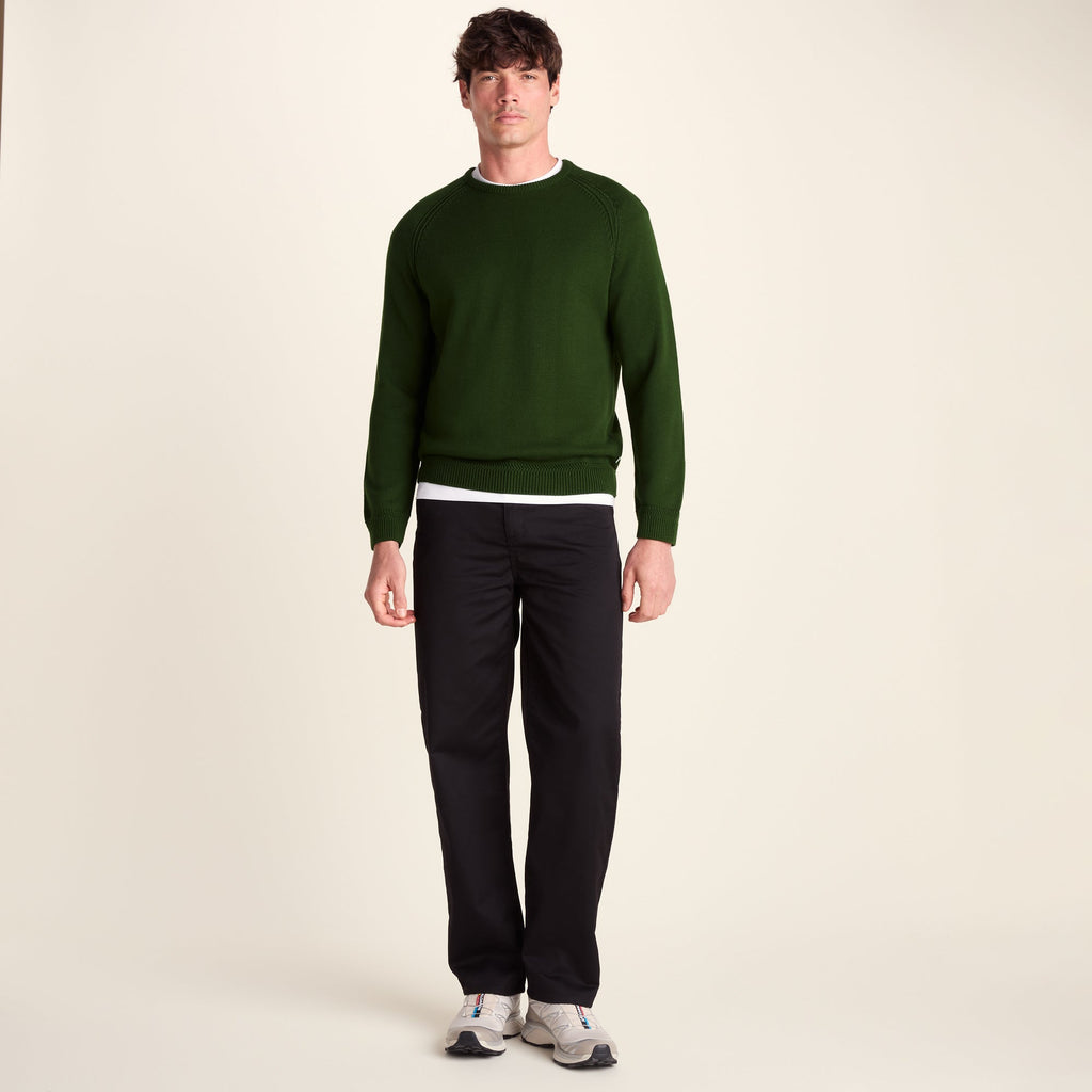 Chesney Mens Crew Neck Knit Jumper - Leaf Green - Image 2