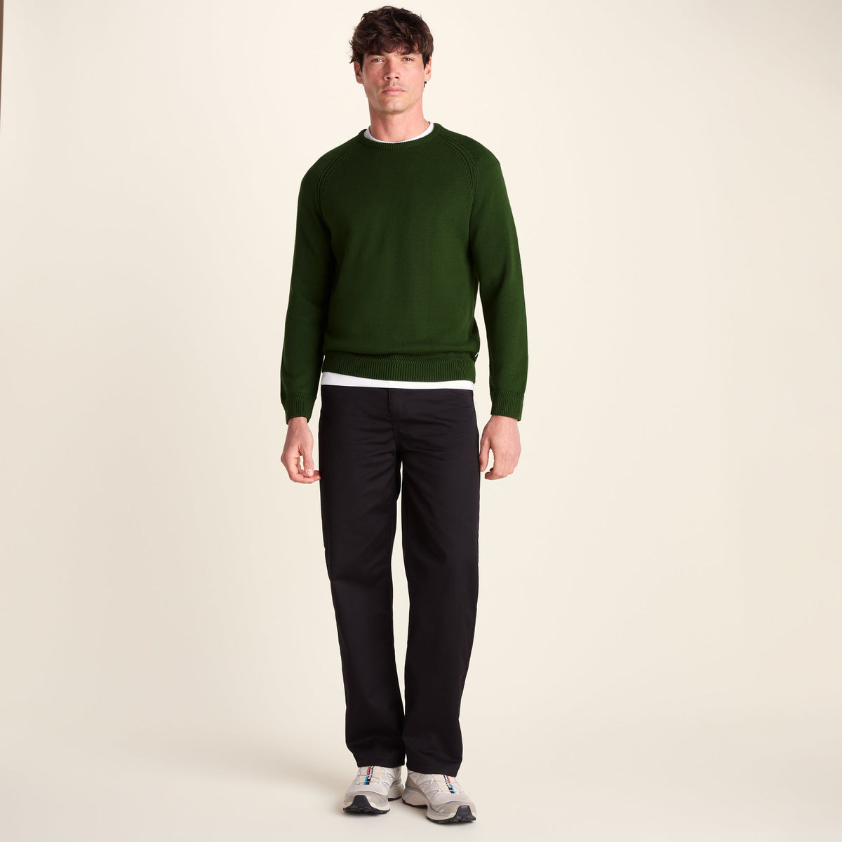 Chesney Mens Crew Neck Knit Jumper - Leaf Green - Image 2