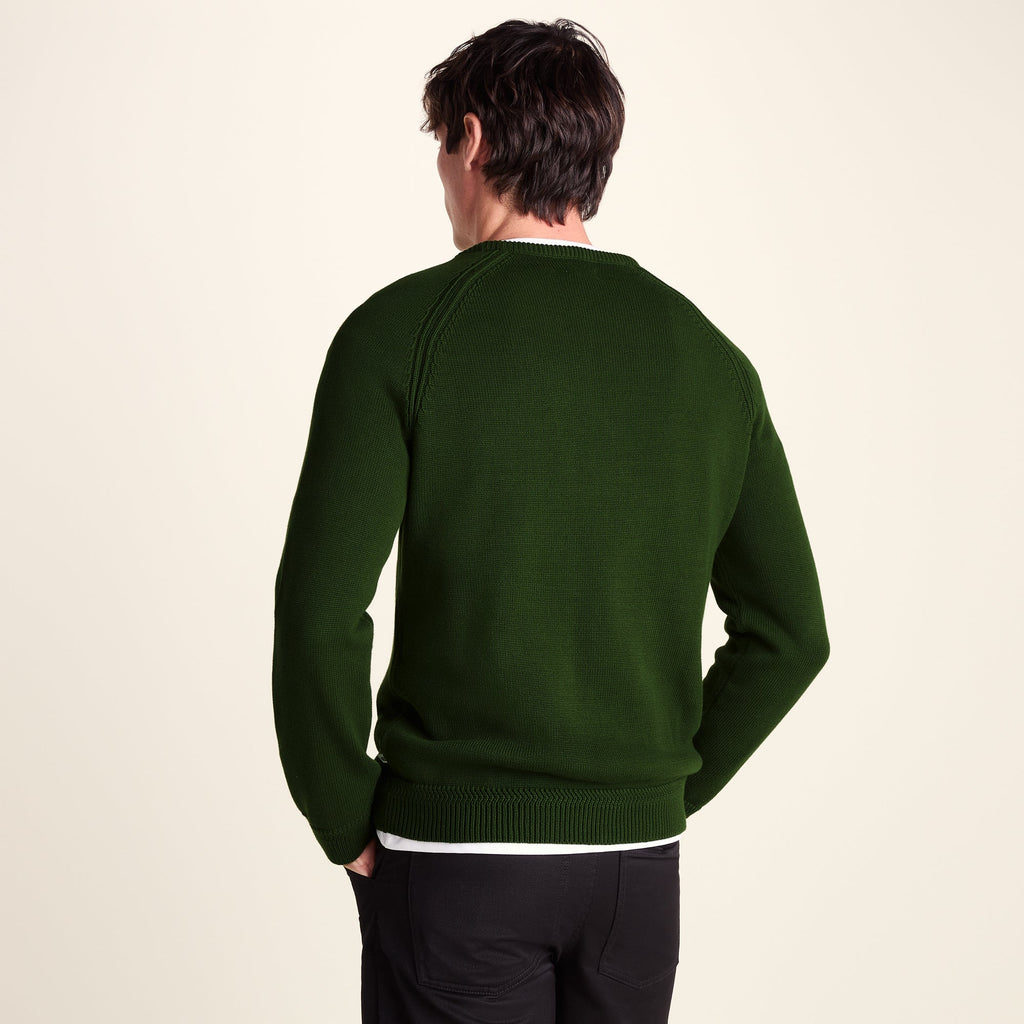 Chesney Mens Crew Neck Knit Jumper - Leaf Green - Image 3