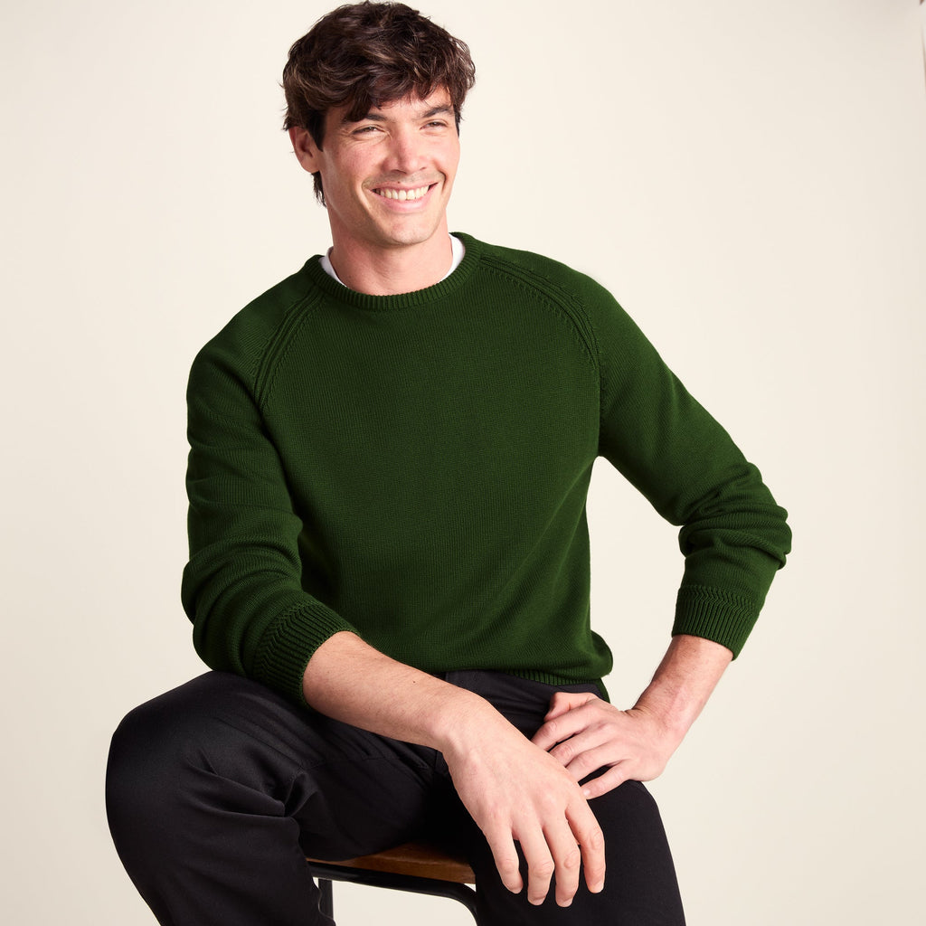 Chesney Mens Crew Neck Knit Jumper - Leaf Green - Image 4