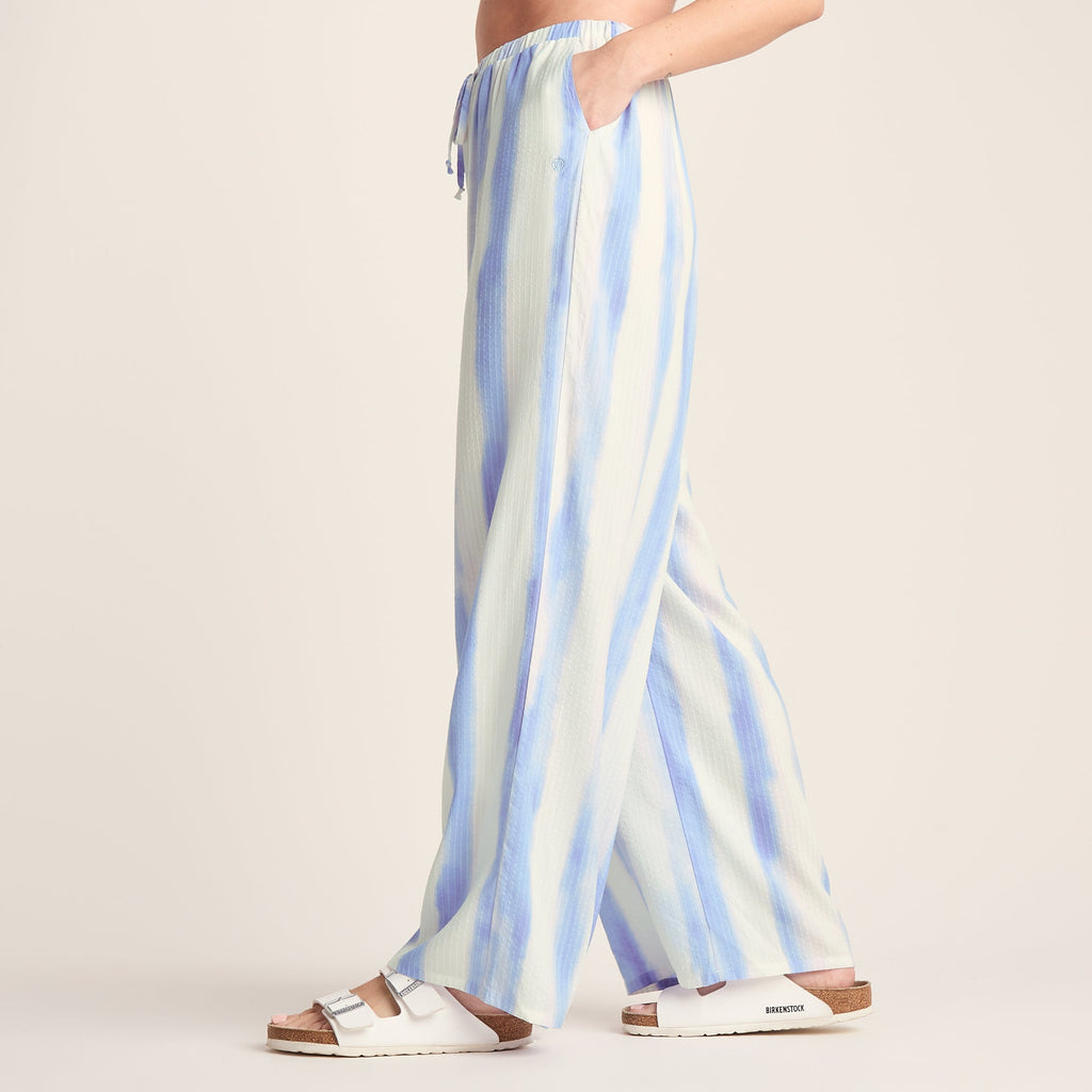 Christina Womens Wide Leg Lightweight Trousers - Blue Hues Print - Image 6