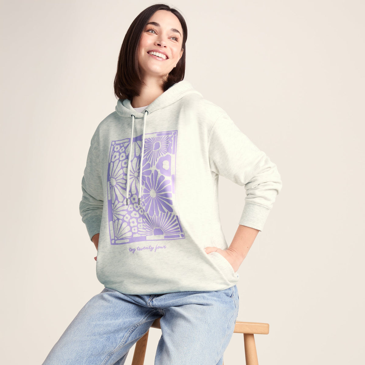 Ciara Womens Supersoft Relaxed Fit Hoody - Ice Grey Marl - Image 4