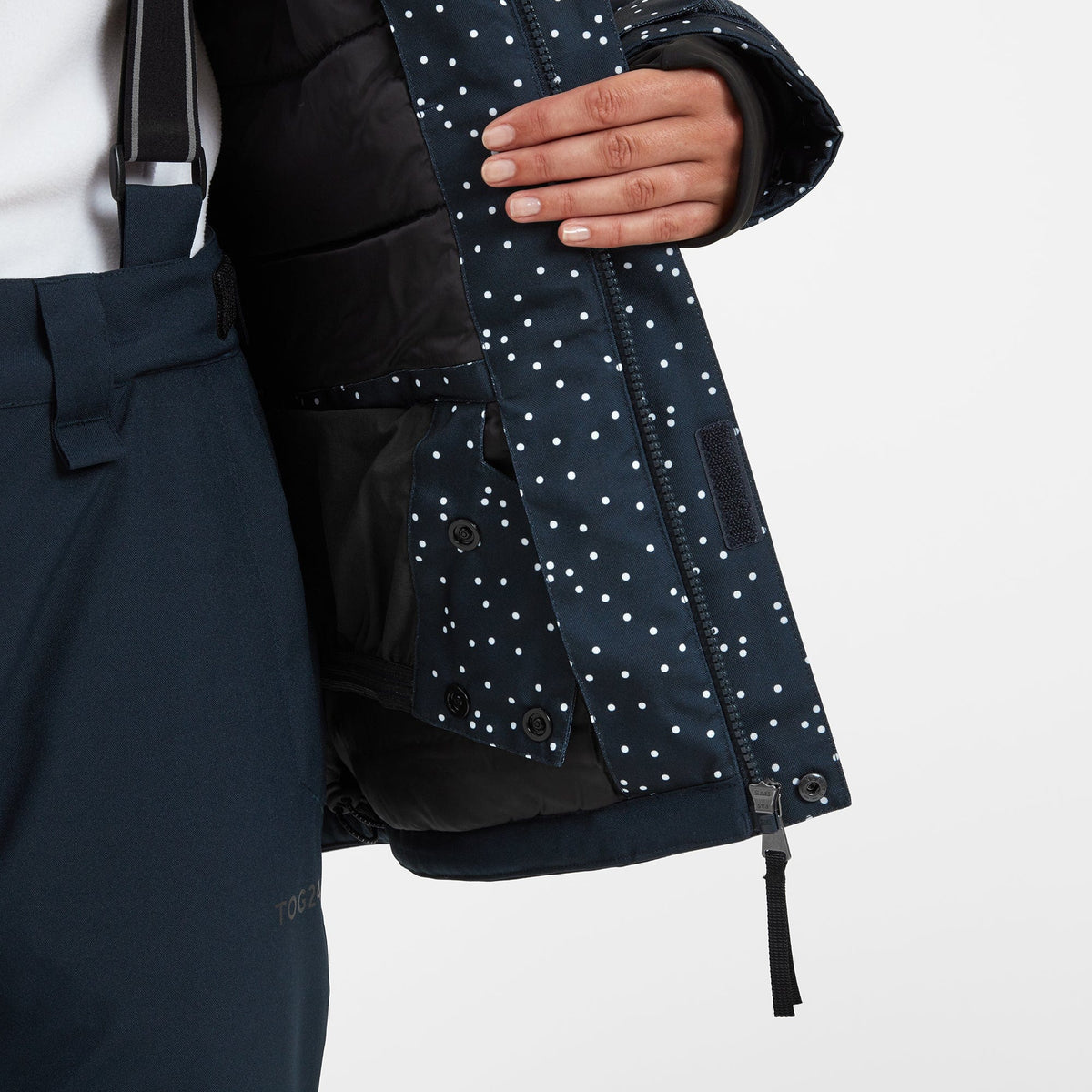 Cinder Womens Ski Jacket - Dark Indigo Confetti Print/Dark Indigo - Image 10