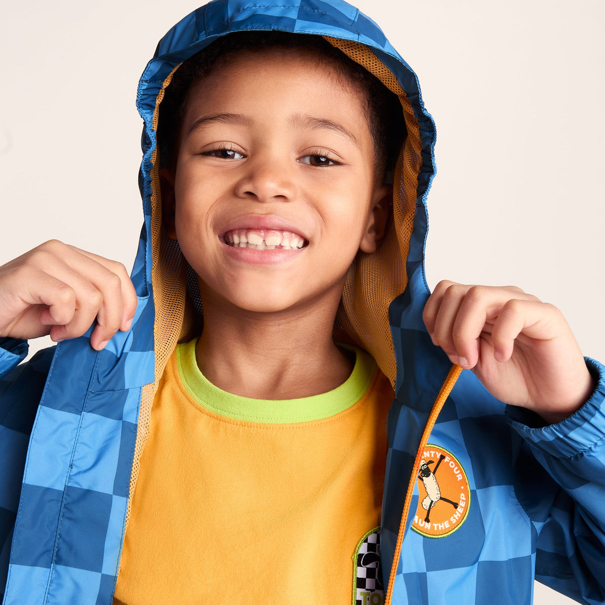 Cohampshire Kids Shaun the Sheep Waterproof Jacket - Bluebell/Night Blue Checkerboard - Image 8