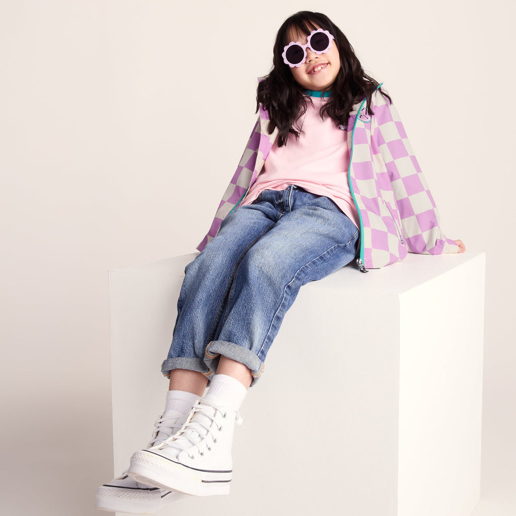 Cohampshire Kids Shaun the Sheep Waterproof Jacket - Lilac Haze/White Checkerboard - Image 6