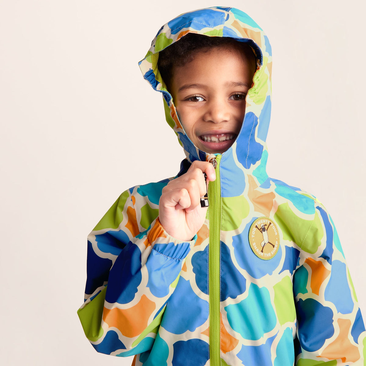 Cohampshire Kids Shaun the Sheep Waterproof Jacket - Lime Cloud Print - Image 5