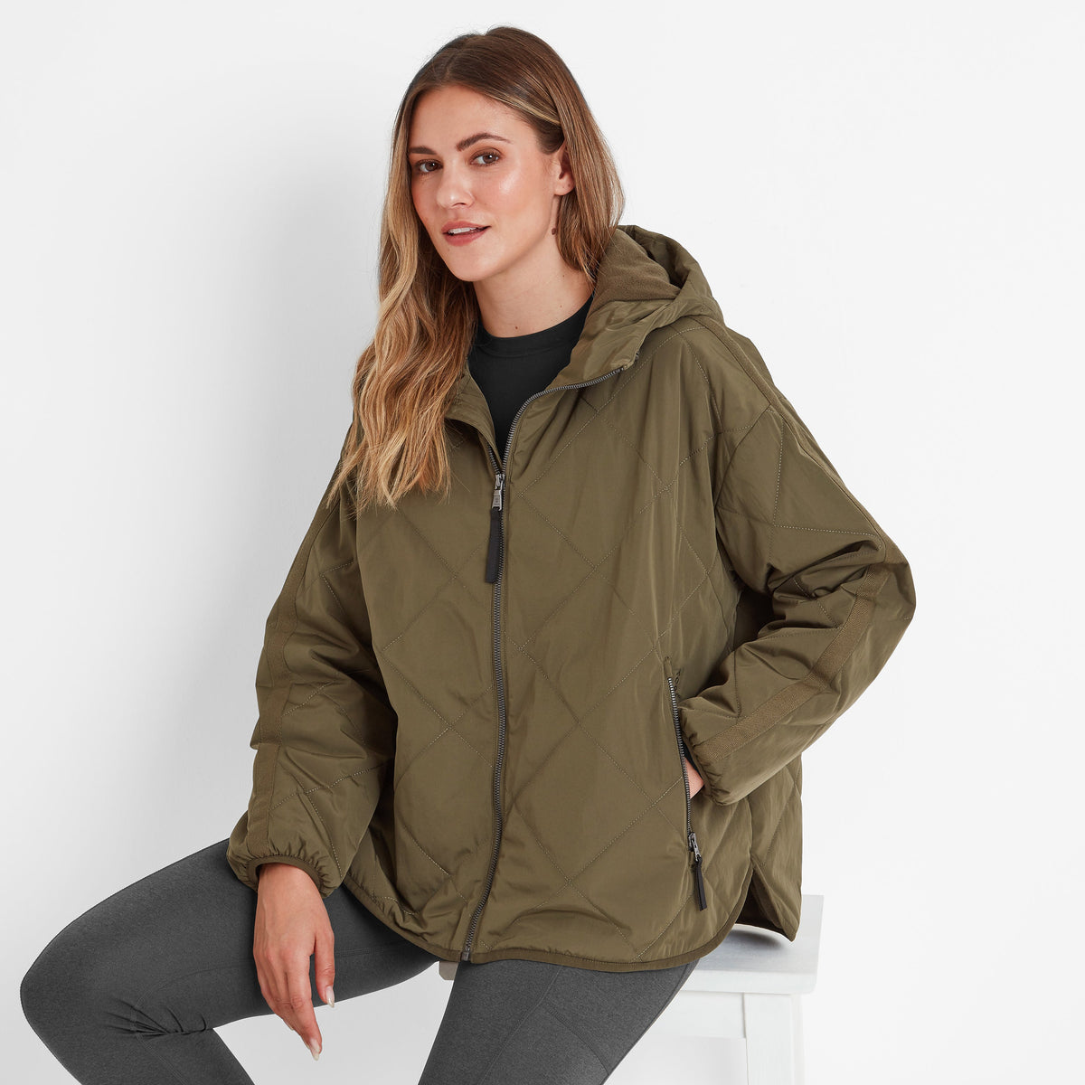 Corlae Womens Oversized Shower Resistant Insulated Jacket - Khaki - Image 4