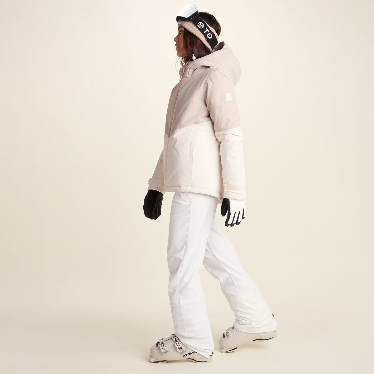 Corvara Womens Waterproof Insulated Ski Jacket - Simply Taupe - Image 6