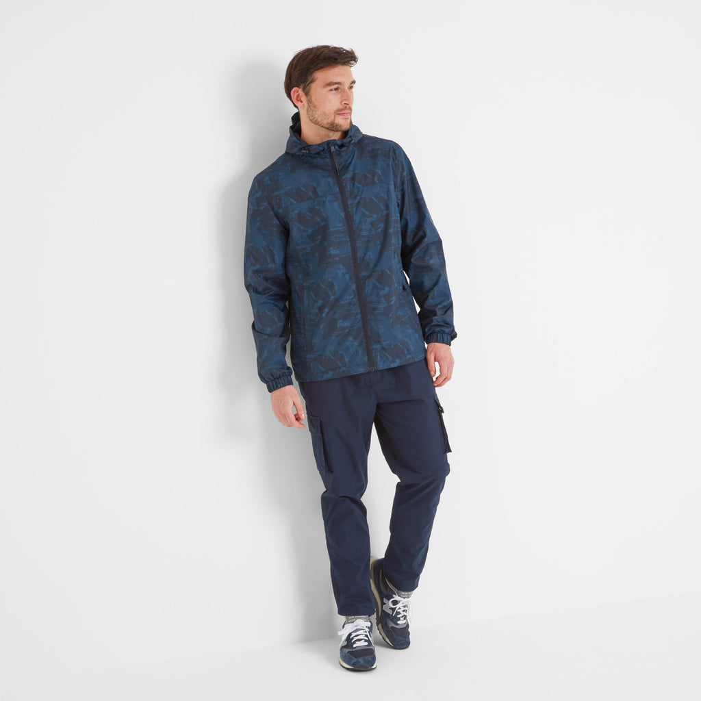 Craven Mens Waterproof Packaway Jacket - Dk Indigo Brushstroke Print - Image 2