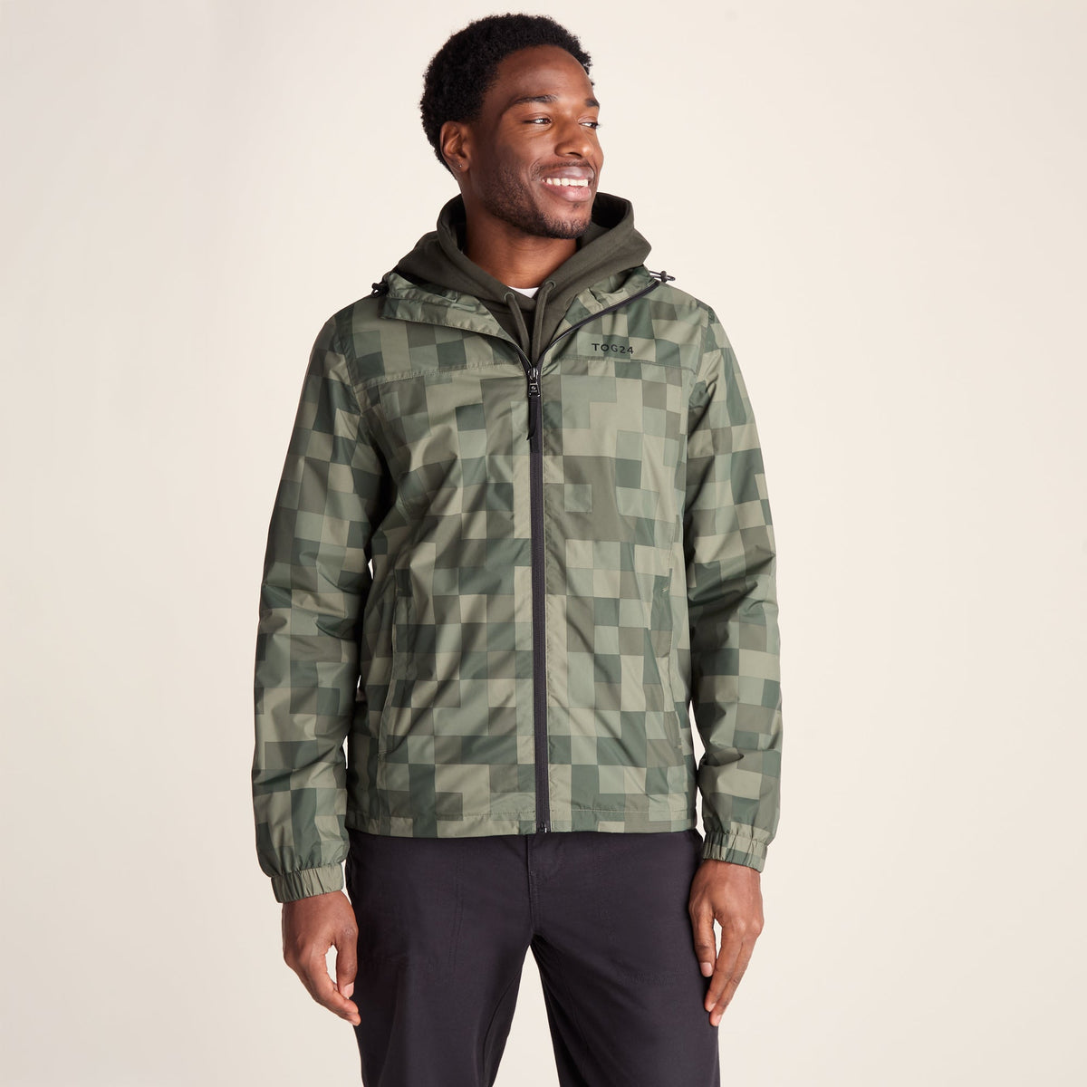 Craven Mens Waterproof Packaway Jacket - Green Pixel - Image 4