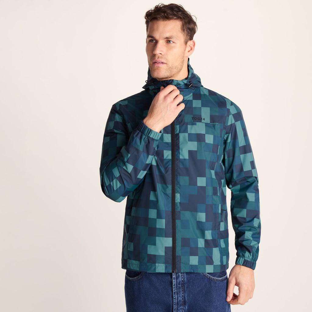 Craven Mens Waterproof Packaway Jacket - Blue Pixel - Image 3