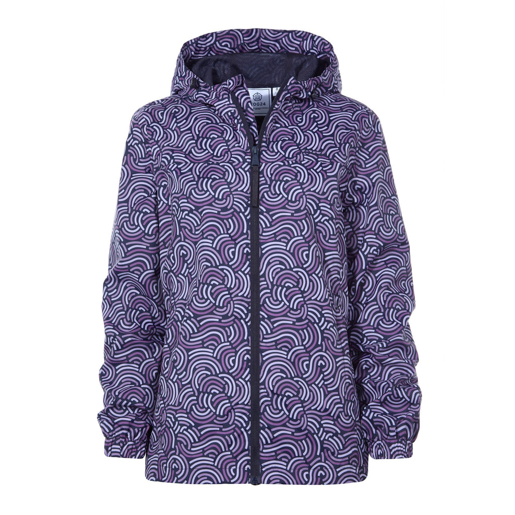 Craven Womens Waterproof Packaway Jacket - Dk Indigo/Lilac Blossom Wave Print - Image 9
