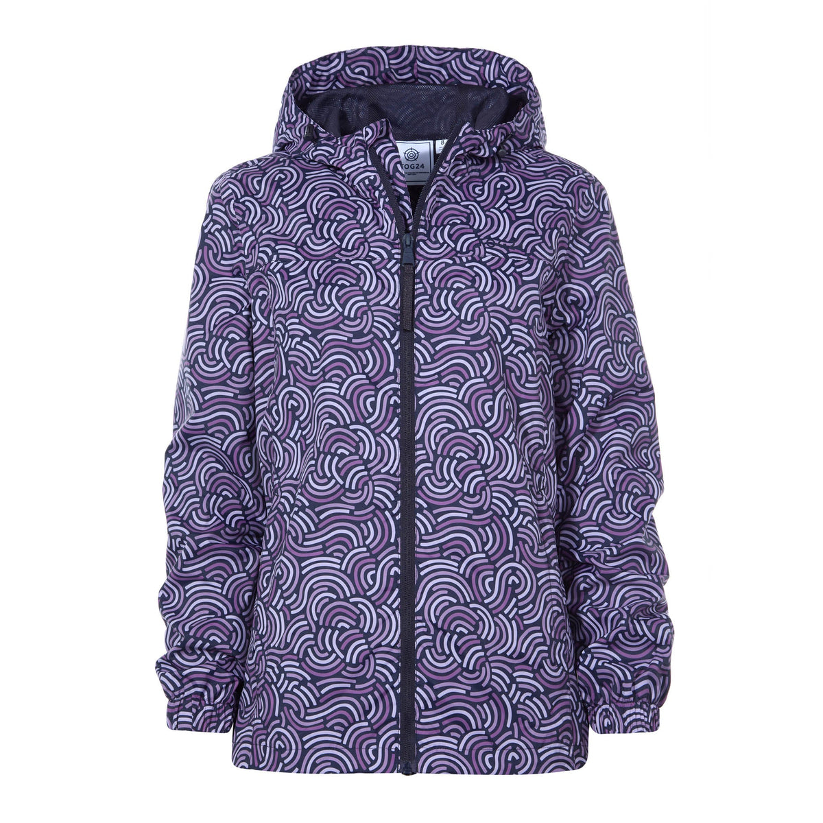 Craven Womens Waterproof Packaway Jacket - Dk Indigo/Lilac Blossom Wave Print - Image 9