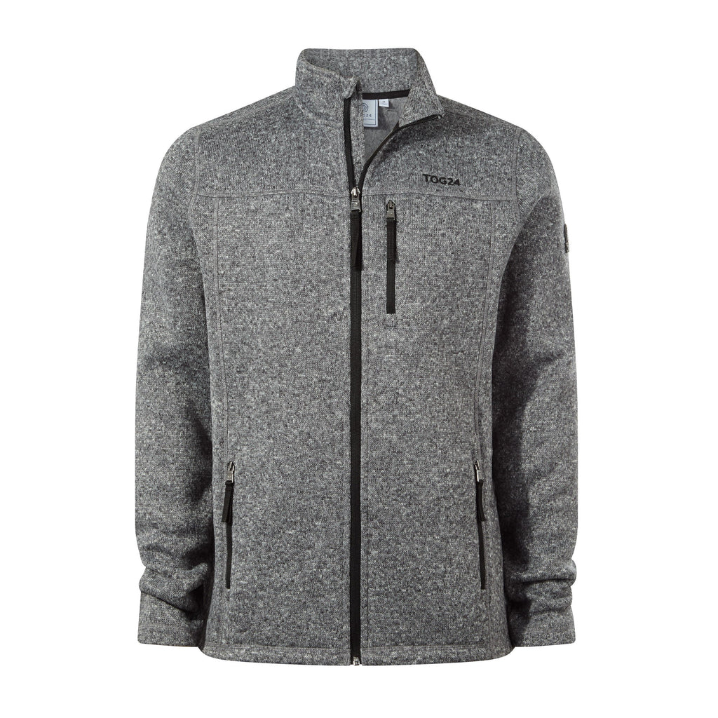 Cresswell Mens Knitlook Fleece Jacket - Dark Grey Marl - Image 7