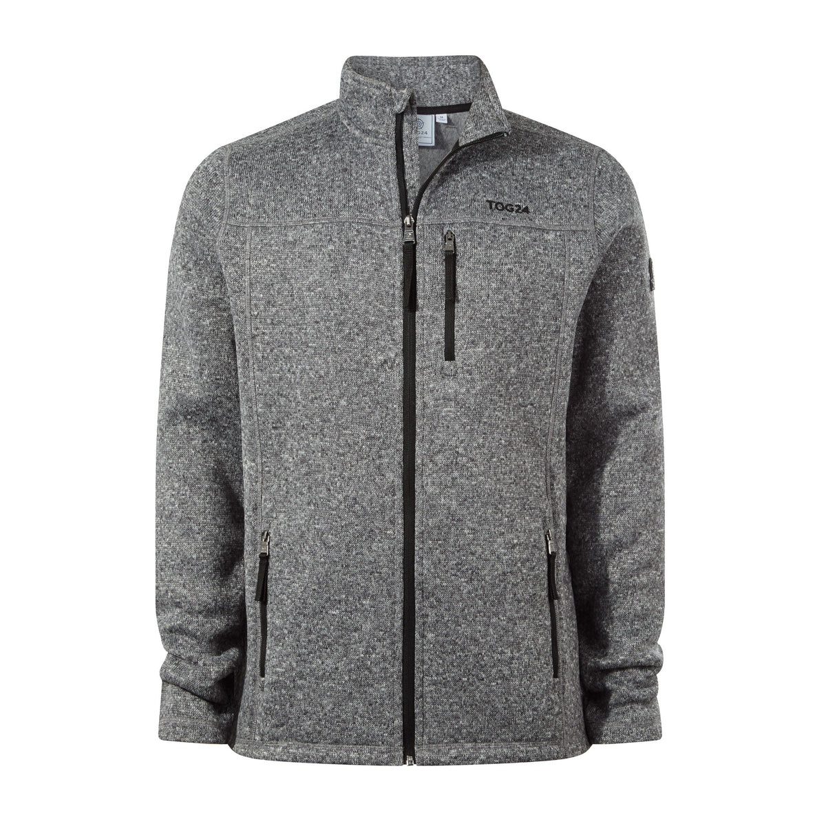 Cresswell Mens Knitlook Fleece Jacket - Dark Grey Marl - Image 7