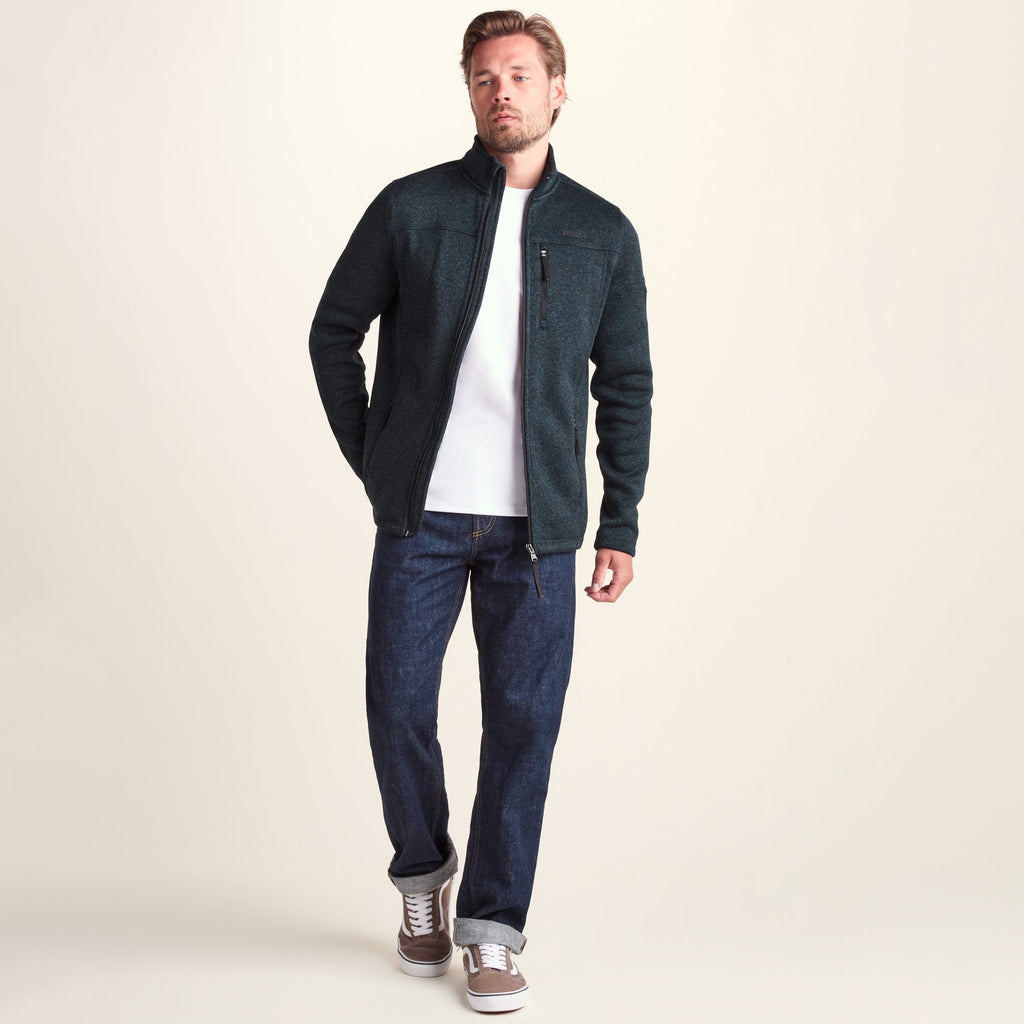 Cresswell Mens Knitlook Fleece Jacket - Dark Indigo Marl - Image 2