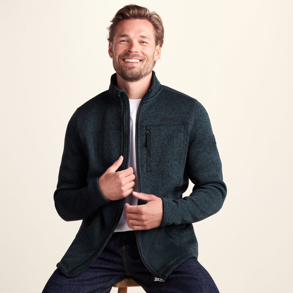 Cresswell Mens Knitlook Fleece Jacket - Dark Indigo Marl - Image 4