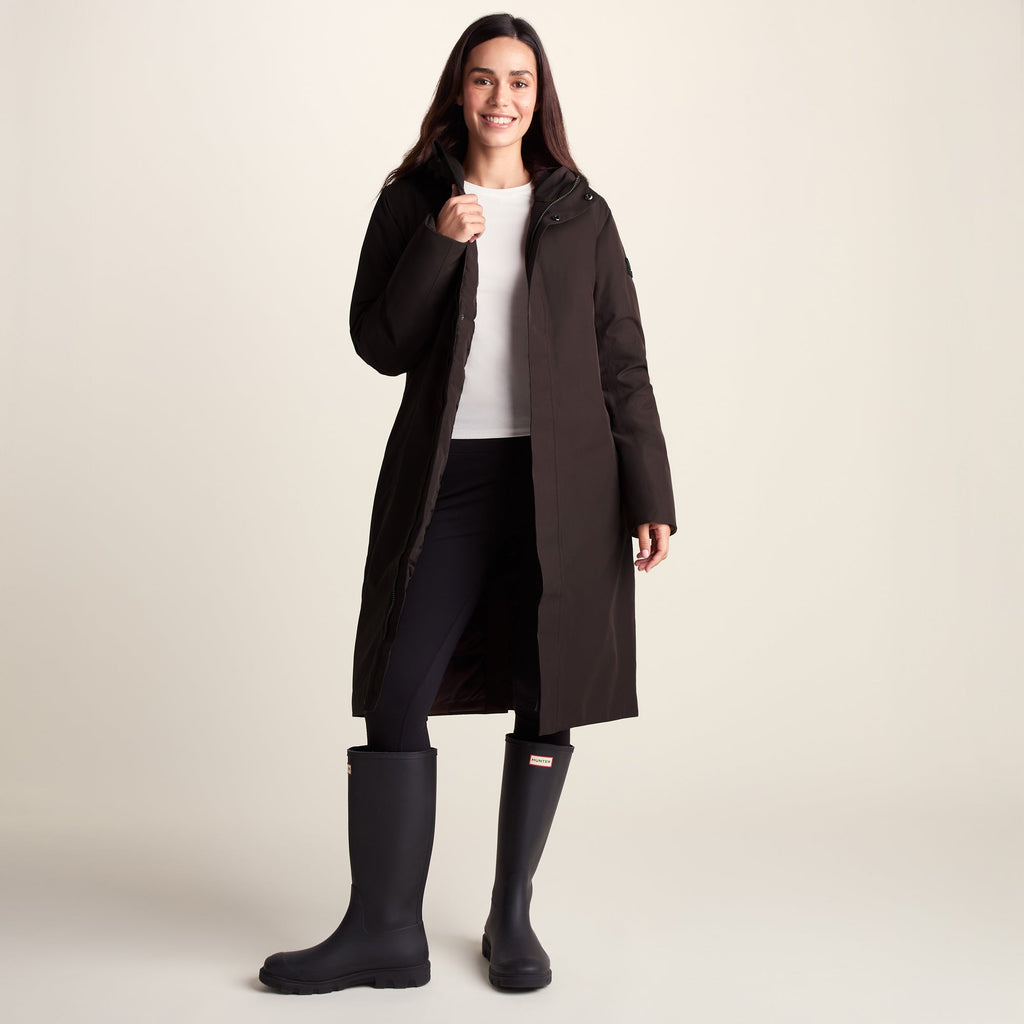 Dalton Womens Longline Waterproof Insulated Coat - Chocolate Brown - Image 2