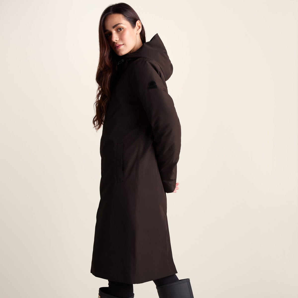 Dalton Womens Longline Waterproof Insulated Coat - Chocolate Brown - Image 7
