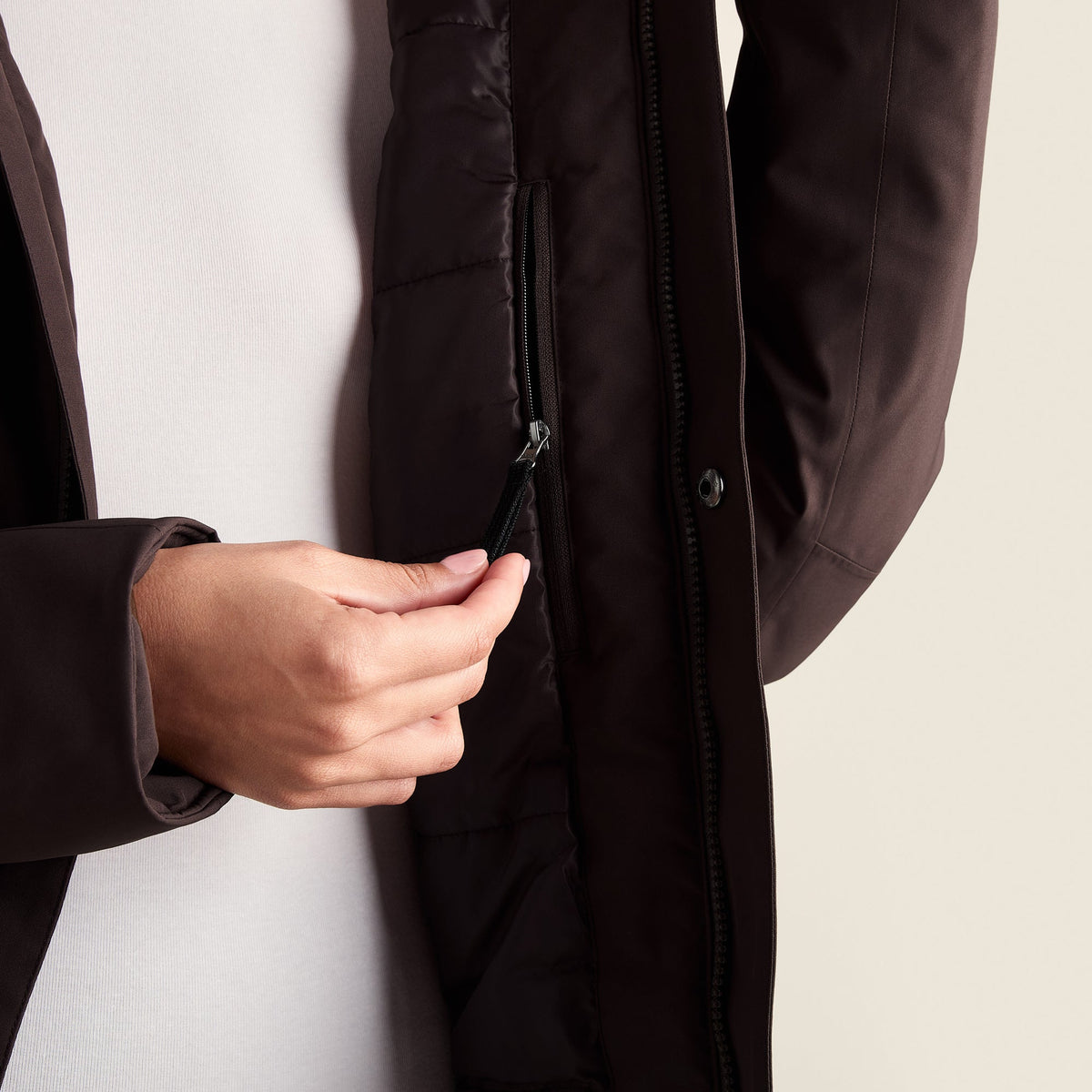 Dalton Womens Longline Waterproof Insulated Coat - Chocolate Brown - Image 9