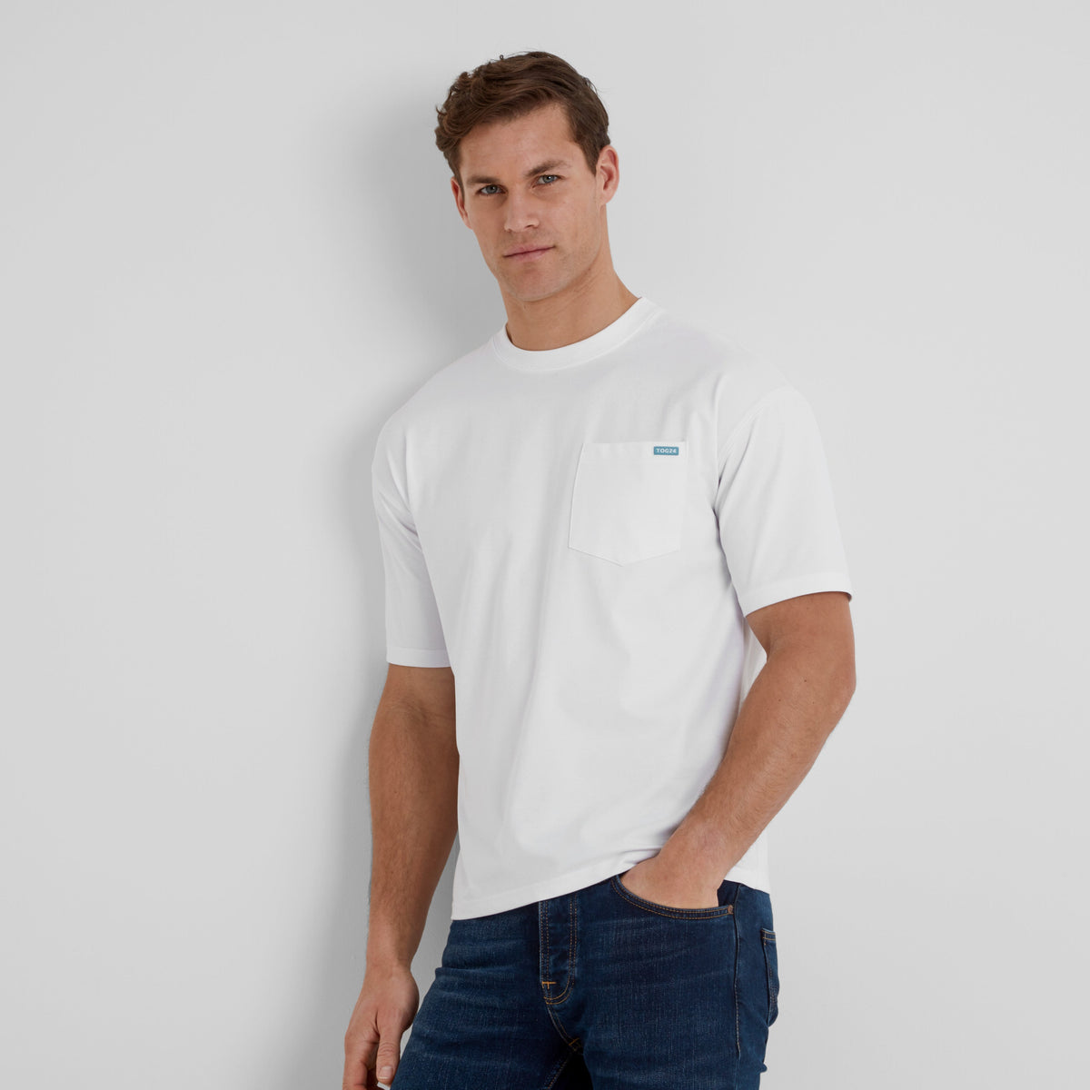 Denva Mens Oversized Premium Heavyweight Jersey T-Shirt - Optic White - Image 2