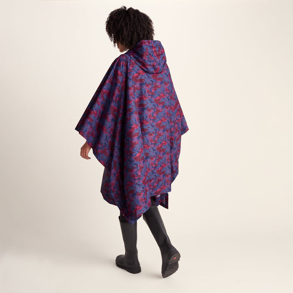 Drench Unisex Waterproof Poncho - Oxford Blue Abstract Print - Image 4