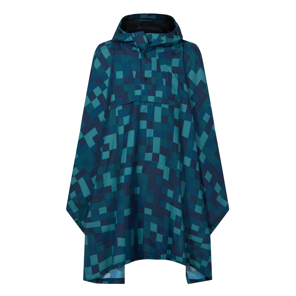 Drench Unisex Waterproof Poncho - Blue Pixel Print - Image 11