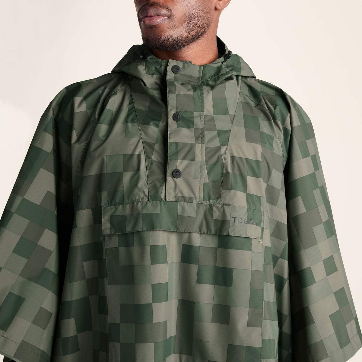 Drench Unisex Waterproof Poncho - Forage Green Pixel Print - Image 6