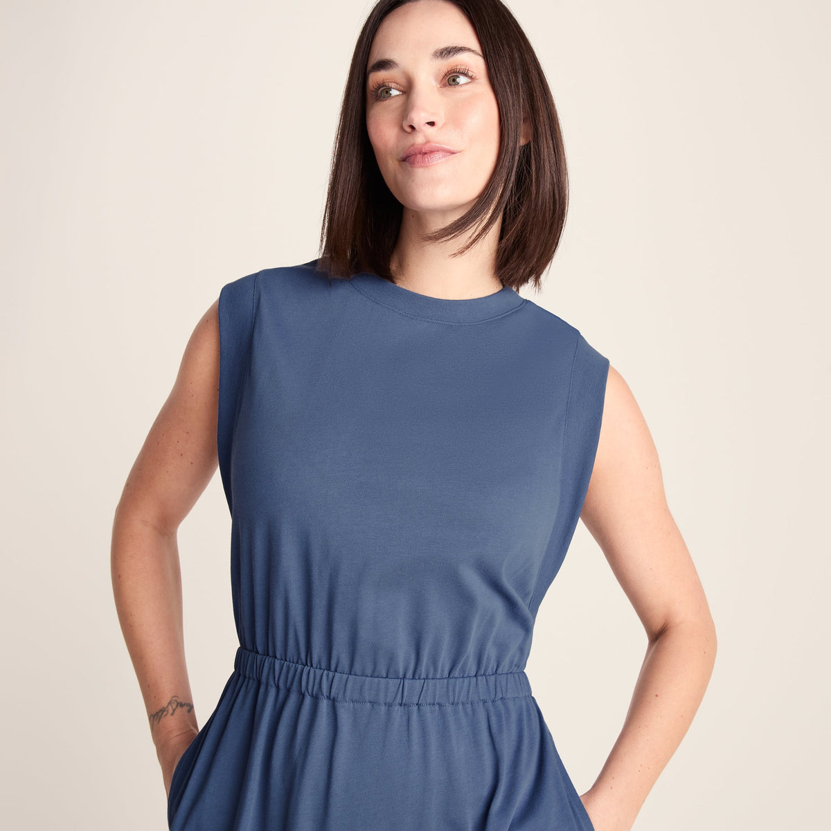 Ebony Womens Supersoft Dress - Smokey Blue - Image 5