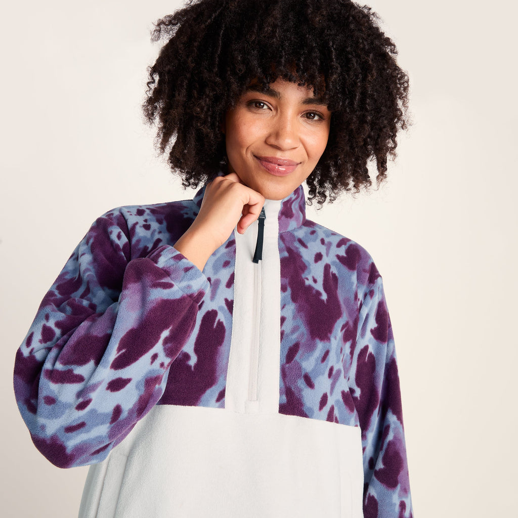 Eden Womens Relaxed Fit Microfleece Zip Neck - Smokey Blue Print - Image 5