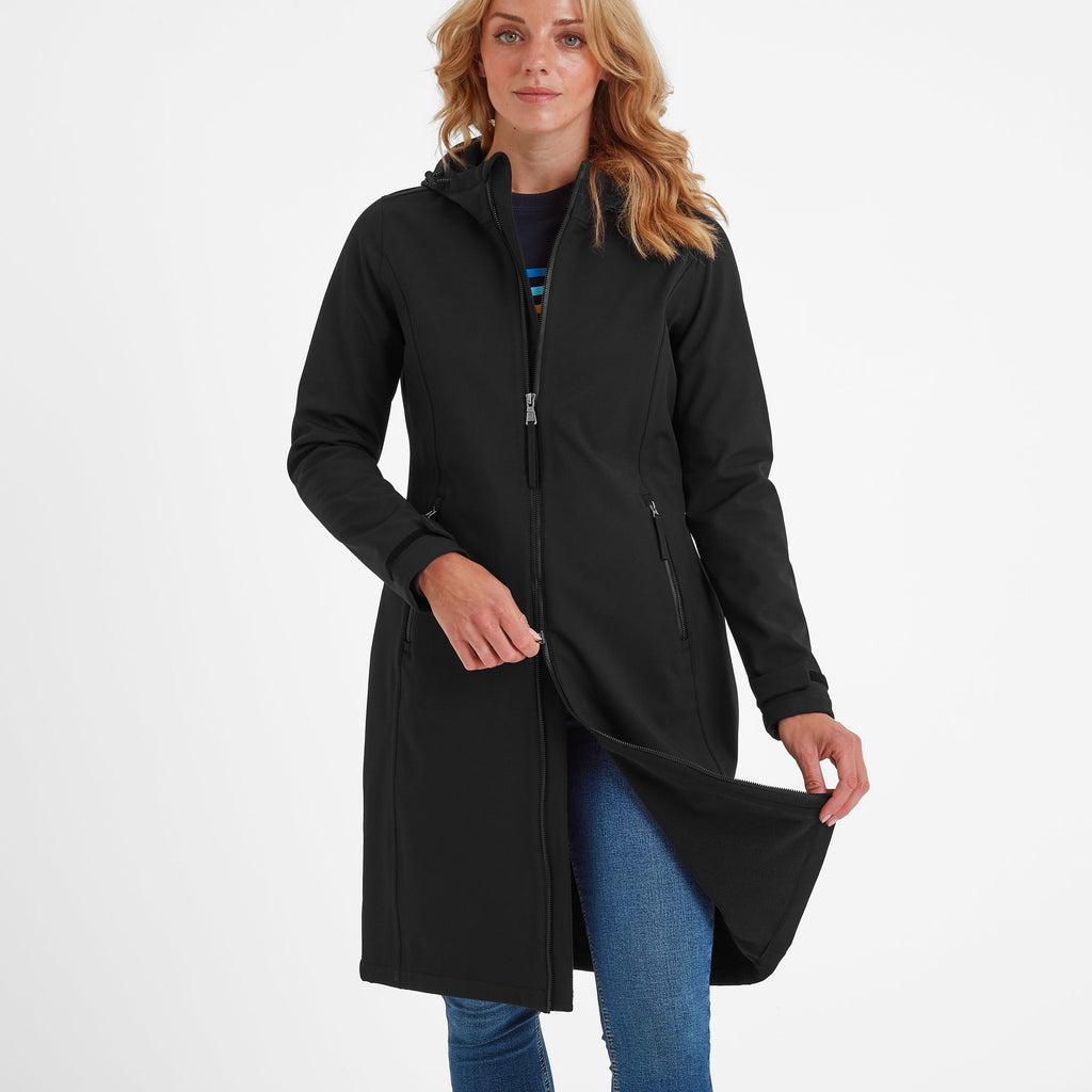 Enya Womens Longline Waterproof Softshell Jacket - Black - Image 6
