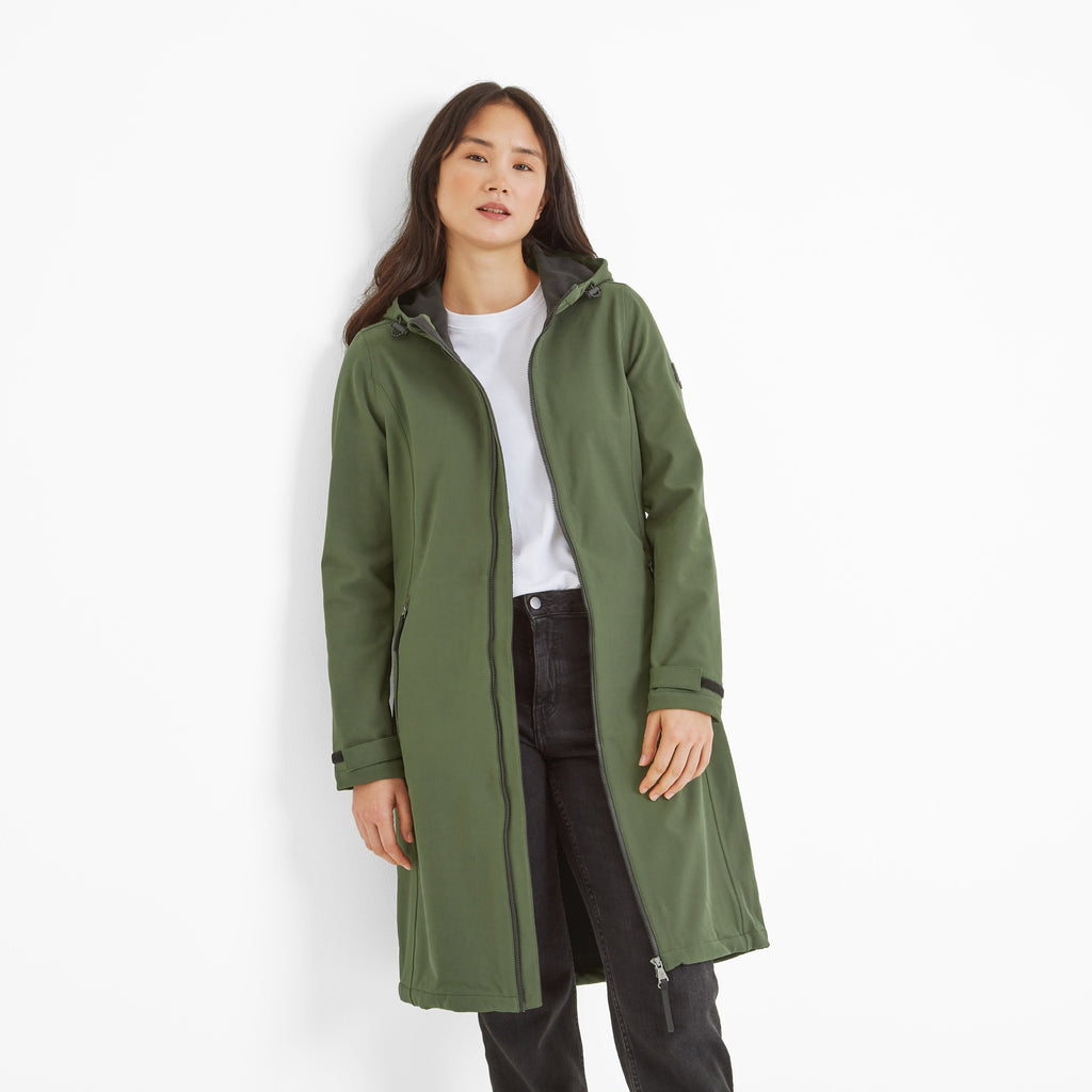 Enya Womens Longline Waterproof Softshell Jacket - Dark Green - Image 4