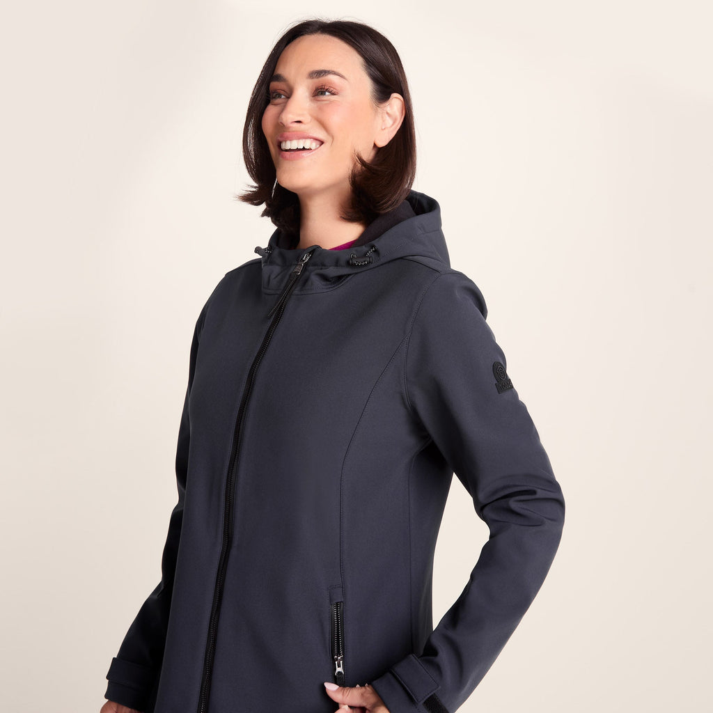 Enya Womens Longline Waterproof Softshell Jacket - Dark Indigo - Image 5