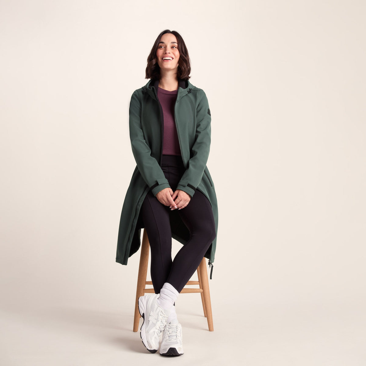 Enya Womens Longline Waterproof Softshell Jacket - Racing Green - Image 4