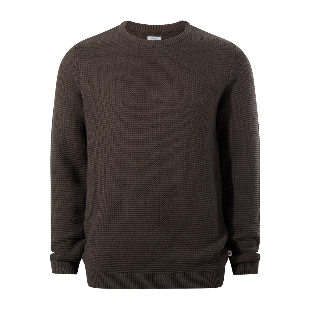 Ethan Mens Crew Neck Knit Jumper - Ash Brown - Image 6