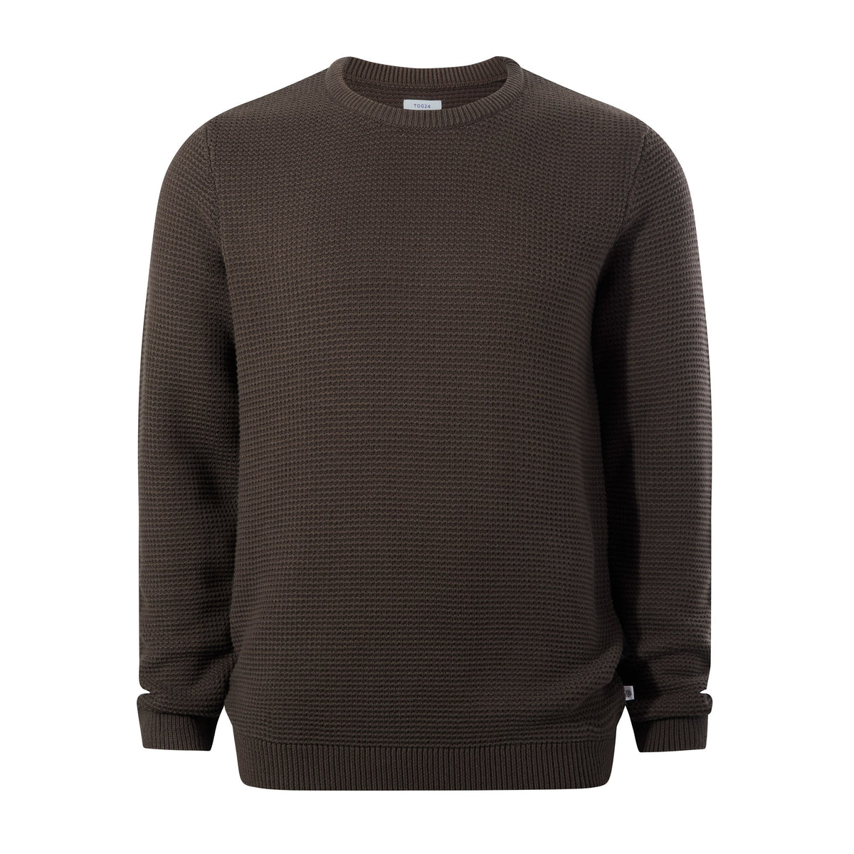 Ethan Mens Crew Neck Knit Jumper - Ash Brown - Image 6