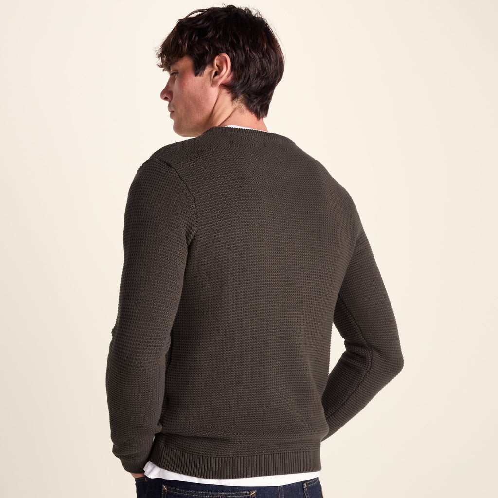 Ethan Mens Crew Neck Knit Jumper - Ash Brown - Image 3