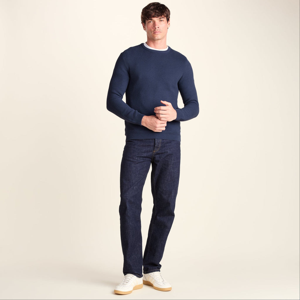 Ethan Mens Crew Neck Knit Jumper - Smokey Blue - Image 2