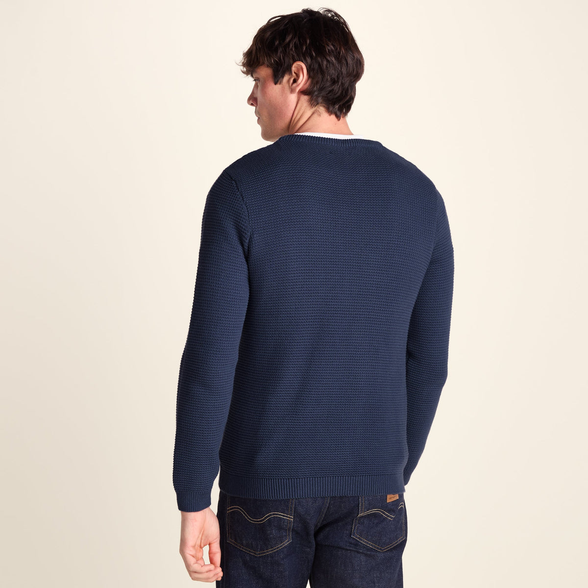 Ethan Mens Crew Neck Knit Jumper - Smokey Blue - Image 3