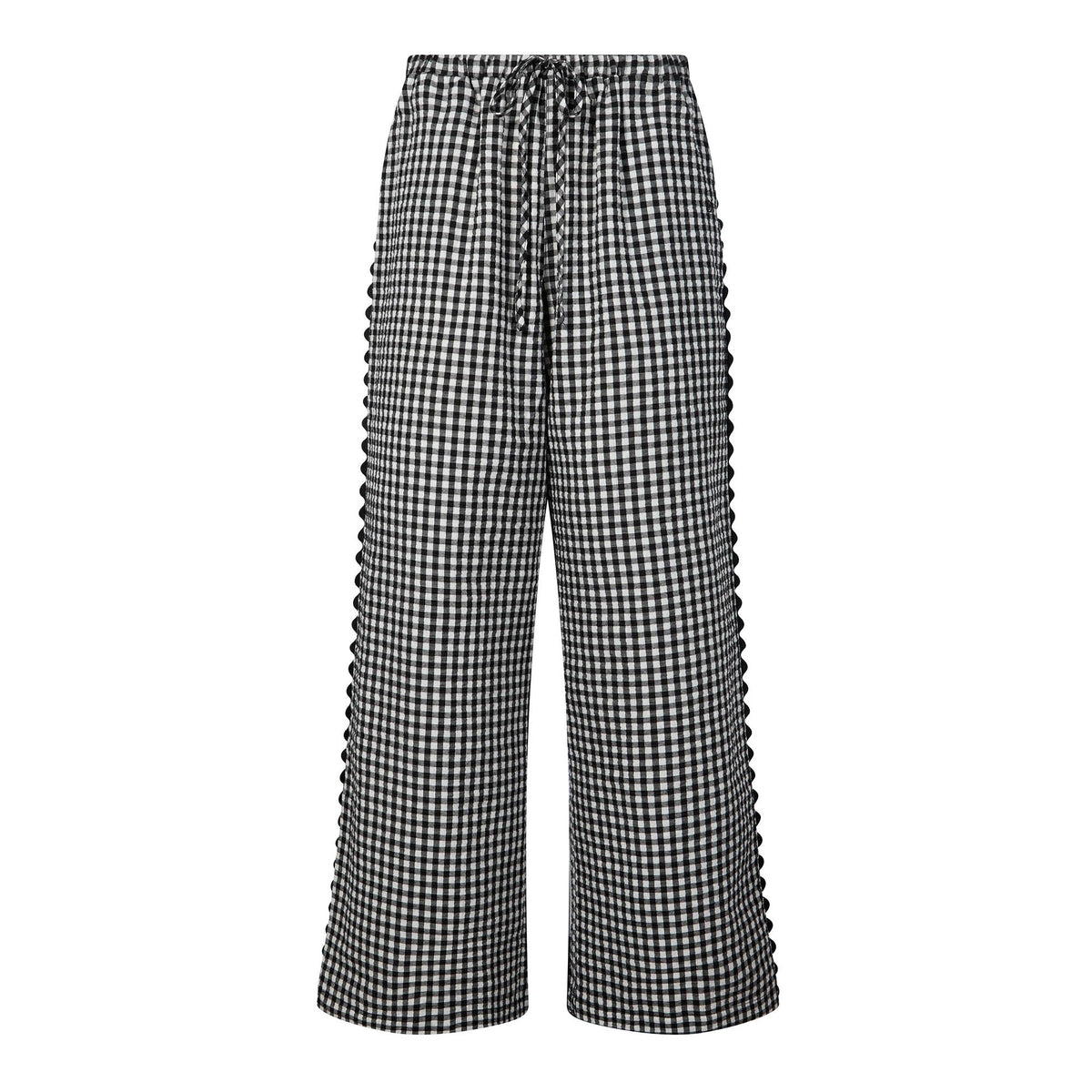 Fearne Womens Gingham Trousers - Black Check - Image 7