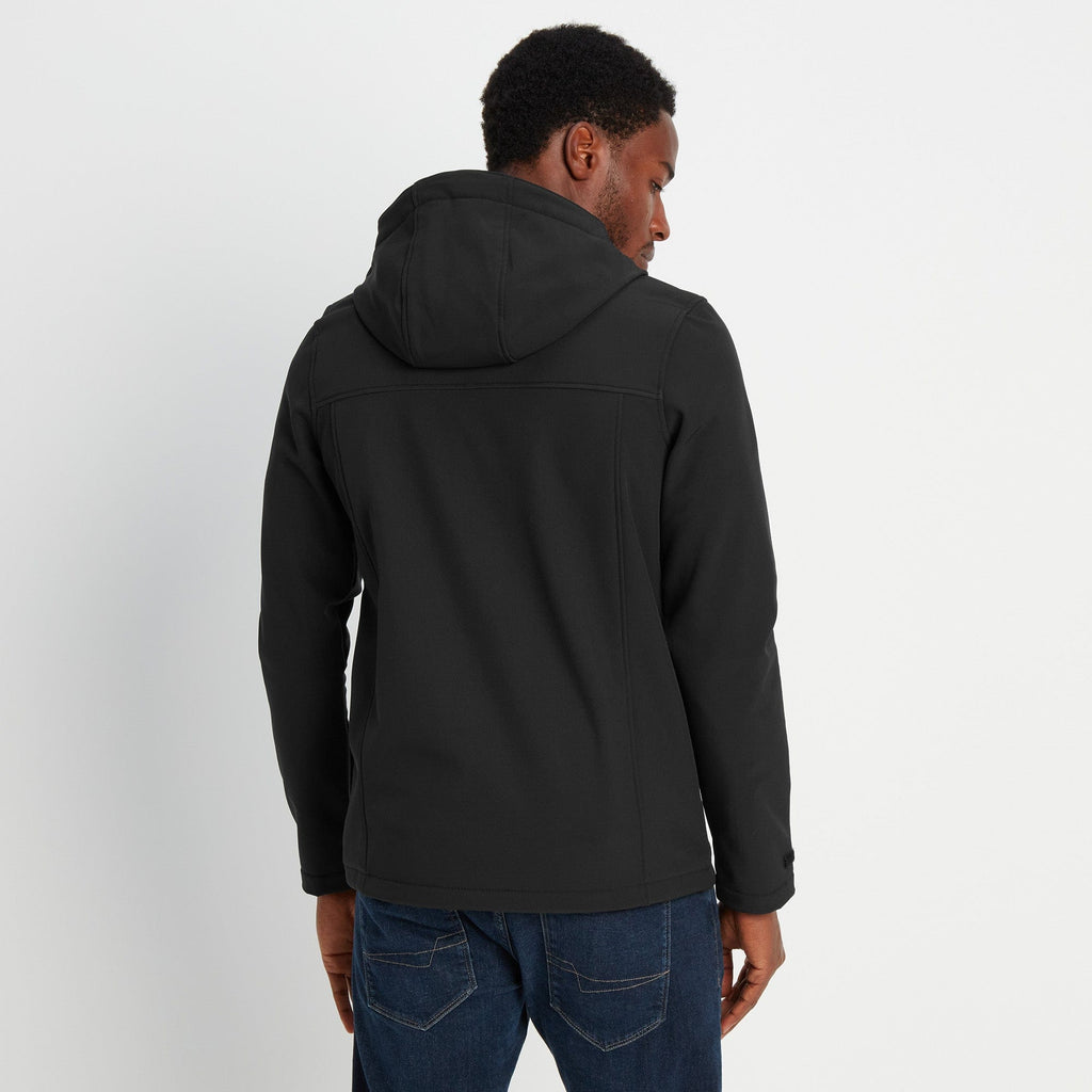 Feizor Mens Shower Resistant Softshell Hooded Jacket - Black - Image 3