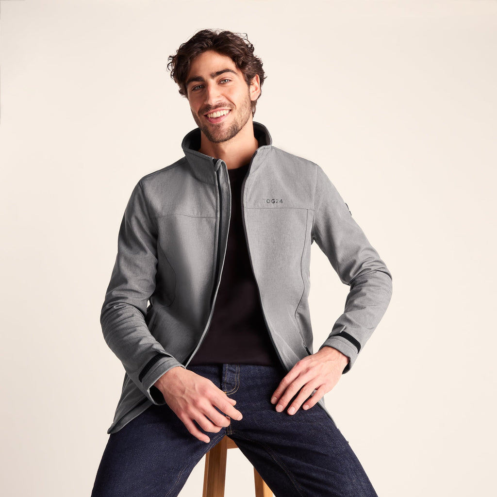 Feizor Mens Shower Resistant Softshell Jacket - Dark Grey Marl - Image 2