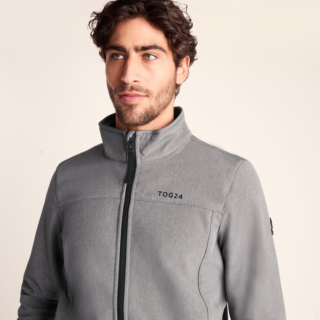 Feizor Mens Shower Resistant Softshell Jacket - Dark Grey Marl - Image 3