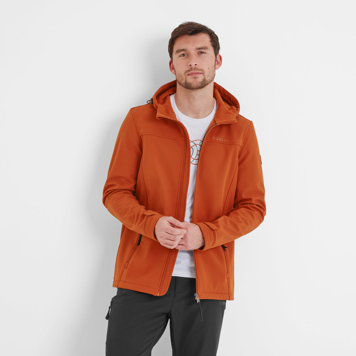 Feizor Mens Shower Resistant Softshell Hooded Jacket - Burnt Orange - Image 5