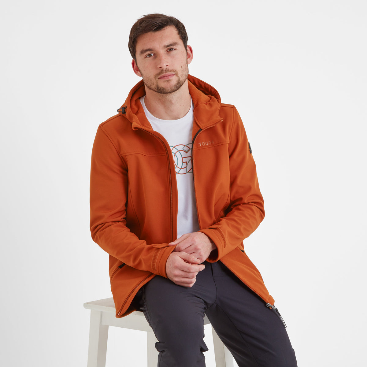 Feizor Mens Shower Resistant Softshell Hooded Jacket - Burnt Orange - Image 6