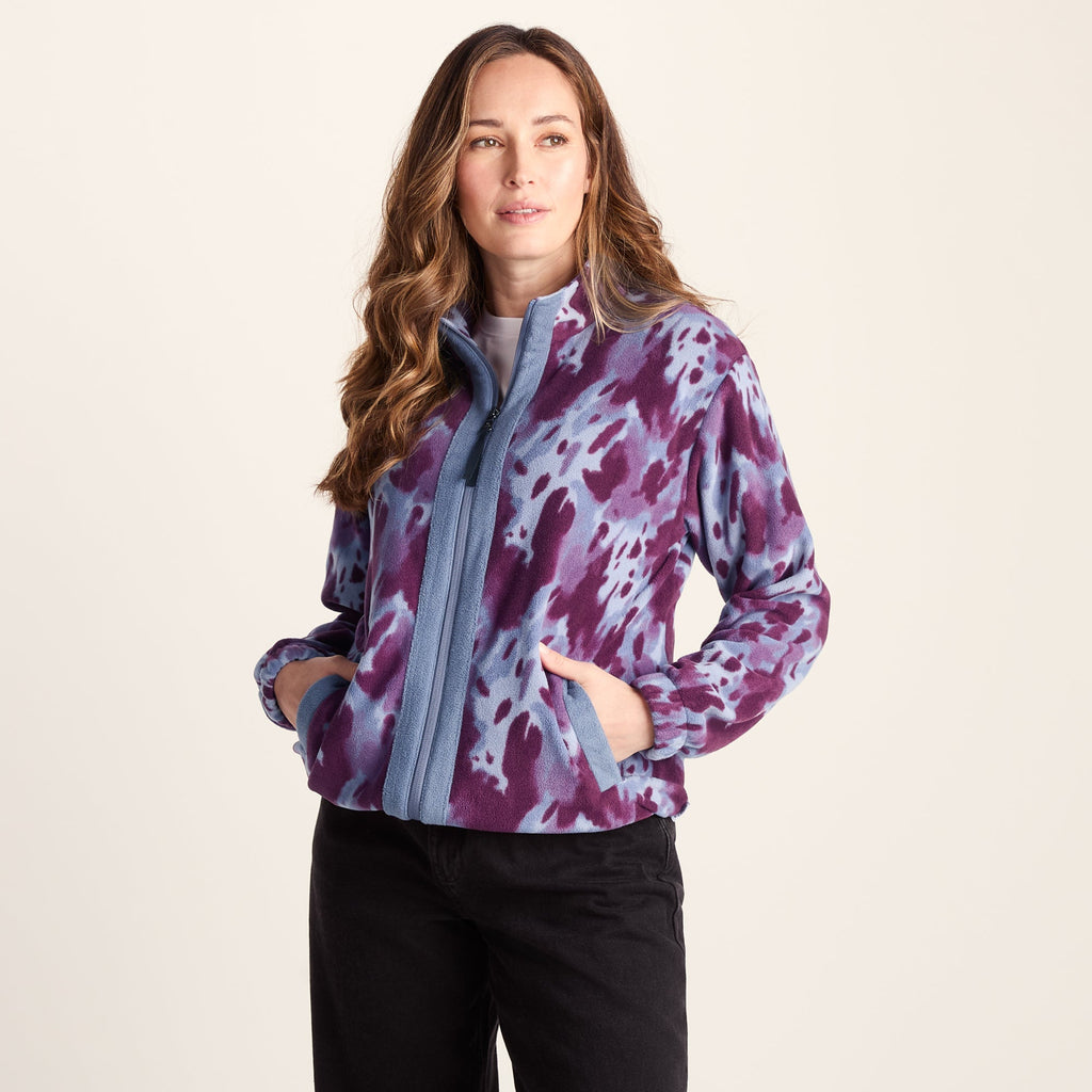 Firan Womens Relaxed Fit Microfleece Jacket - Smokey Blue Print