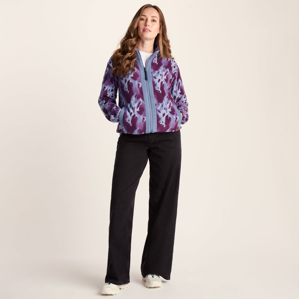 Firan Womens Relaxed Fit Microfleece Jacket - Smokey Blue Print - Image 3