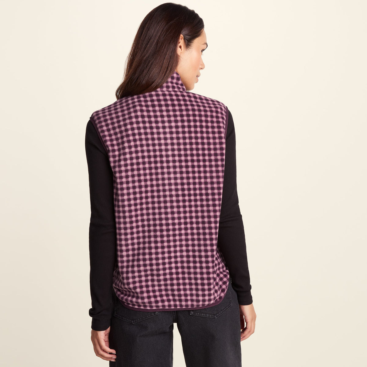 Firth Womens Gingham Midweight Microfleece Gilet - Mauve Gingham - Image 3