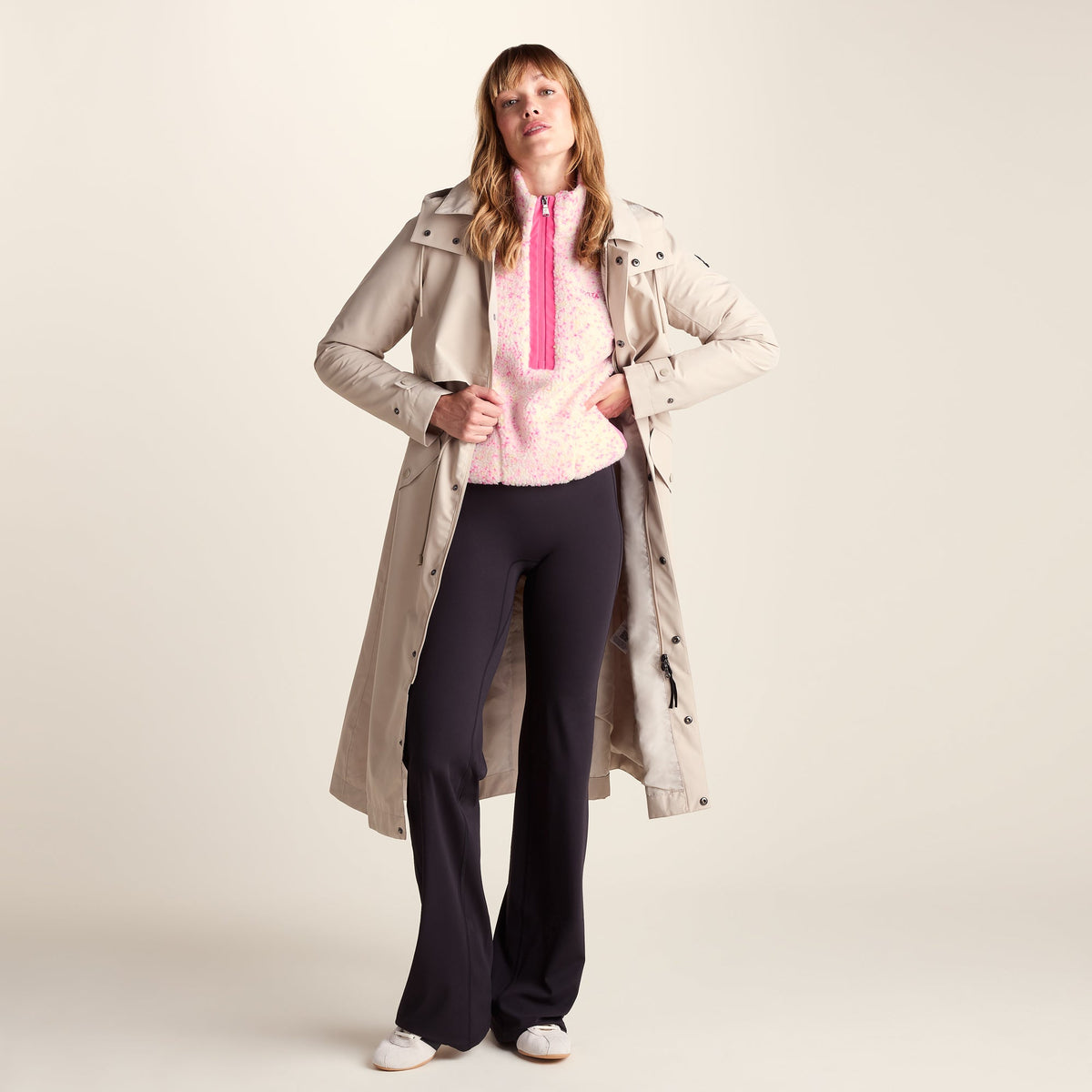 Flossie Womens Sherpa Zip Neck Fleece - Vanilla Nep - Image 2