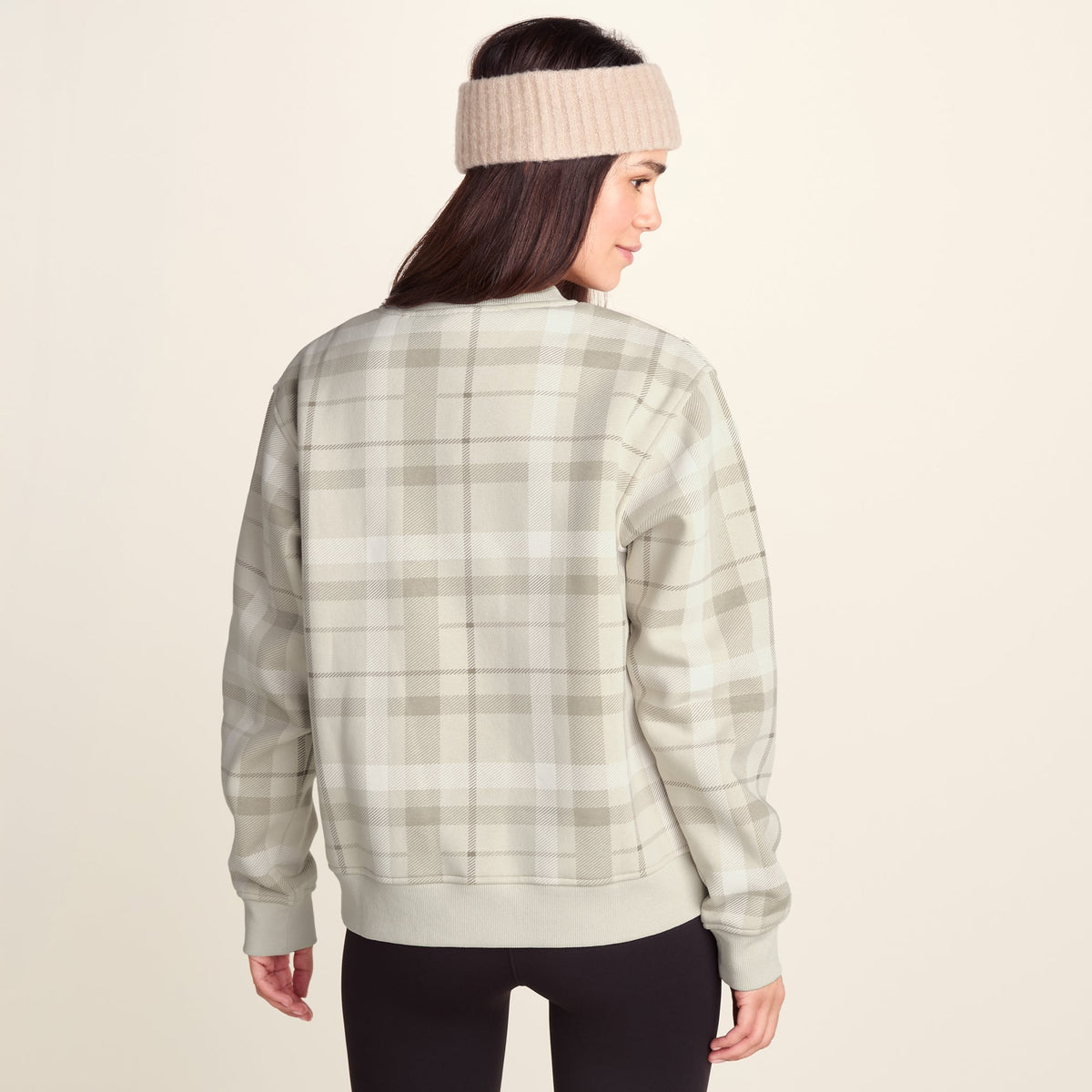 Gina Womens Supersoft Check Print Crew Neck Sweatshirt - Simply Taupe Check - Image 3